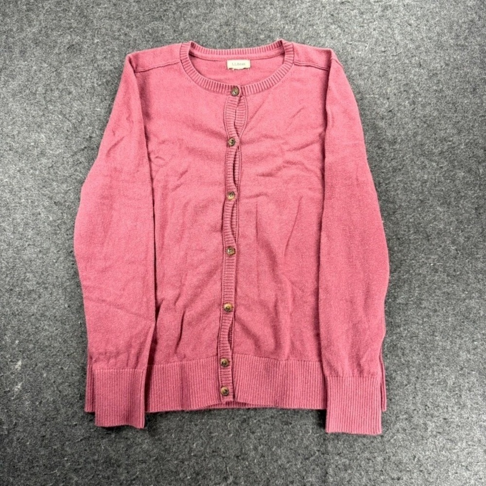 L.L.Bean Womens‎ Cardigan Sweater Button Down Long Sleeve Pink Knit Classic